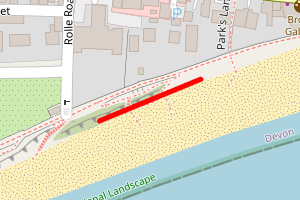 A map showing the Budleigh Salterton beach stretch plotted on it