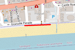 A map showing the Sandgate Parade Road to car park beach stretch plotted on it