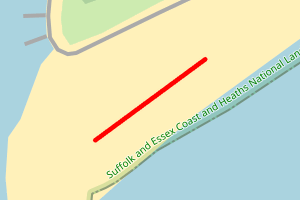 A map showing the Bawdsey Point 2 beach stretch plotted on it