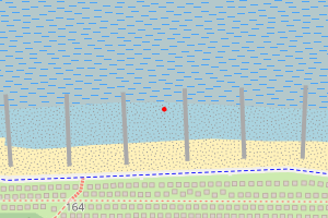 A map showing the The Street Beach beach stretch plotted on it