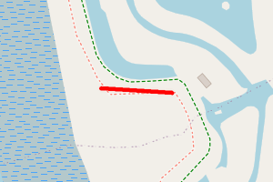 A map showing the Trimley Marsh beach stretch plotted on it