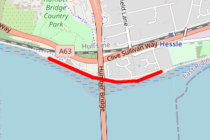 A map showing the Hessle Foreshore beach stretch plotted on it