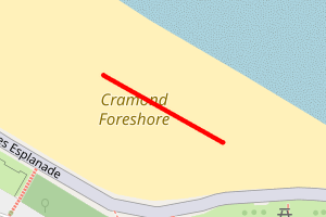 A map showing the Cramond (Silverknowes Esplanade) beach stretch plotted on it