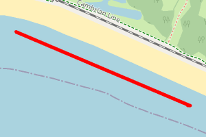 A map showing the East of Moranedd 'golf course' beach stretch plotted on it