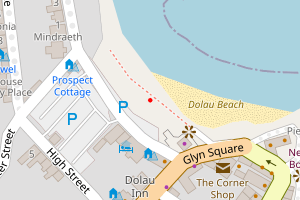A map showing the Dolau Beach beach stretch plotted on it