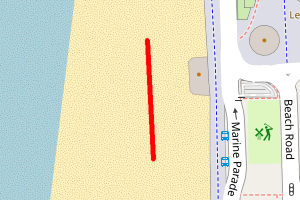 A map showing the Weston-Super-Mare Grand Pier beach stretch plotted on it