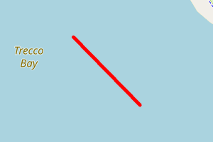 A map showing the Trecco Bay beach stretch plotted on it