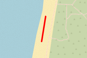 A map showing the Woolacombe - Mill Rock (Section 1) beach stretch plotted on it