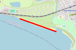 A map showing the Stevenston Beach LNR beach stretch plotted on it