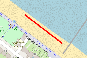 A map showing the Portobello Park beach stretch plotted on it