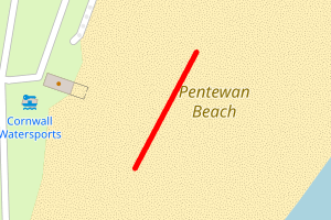 A map showing the Pentewan beach stretch plotted on it