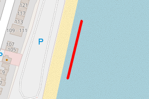 A map showing the Greatstone Beach beach stretch plotted on it