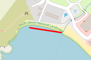 A map showing the Challaborough Bay beach stretch plotted on it