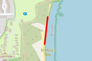 A map showing the St.Marys Beach, Brixham beach stretch plotted on it