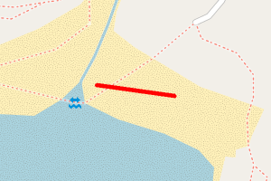 A map showing the Carradale Bay (North) - Carradale PS beach stretch plotted on it
