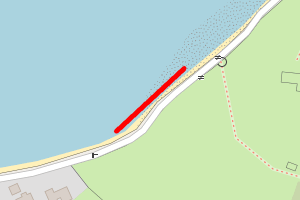 A map showing the Blackness Boat Club Bay beach stretch plotted on it