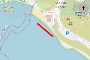 A map showing the Wembury beach stretch plotted on it