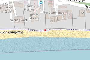 A map showing the Sandgate Riviera Beach beach stretch plotted on it