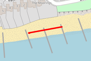A map showing the Beaulieu Beach beach stretch plotted on it