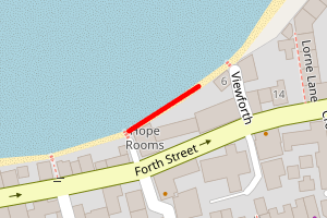 A map showing the West Bay Beach beach stretch plotted on it