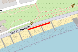 A map showing the Felixstowe Chevalier Road beach stretch plotted on it