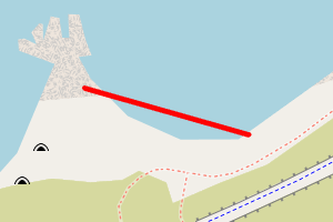 A map showing the Cummingston - East side of beach beach stretch plotted on it