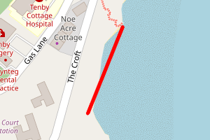 A map showing the Tenby North Beach beach stretch plotted on it