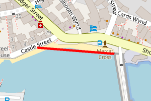 A map showing the Anstruther Harbour West beach stretch plotted on it