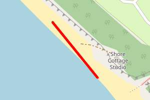 A map showing the Thurstaston beach stretch 2 - beach entrance to caravan park beach stretch plotted on it