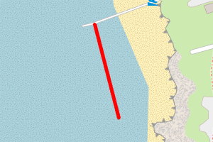 A map showing the Ogmore beach north - in front of Pen-y-Bont SLSC beach stretch plotted on it