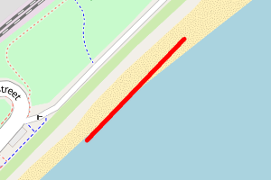 A map showing the Monifieth Sands beach stretch plotted on it
