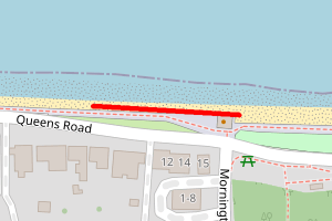 A map showing the Cowes - Cabin on the Green beach stretch plotted on it