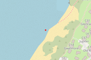 A map showing the Hayle Towans beach stretch plotted on it