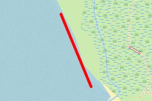 A map showing the Ruddon's Point/Cocklemill Burn beach stretch plotted on it