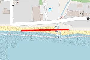 A map showing the The Temple beach stretch plotted on it