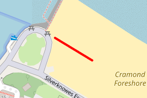 A map showing the Cramond beach stretch plotted on it