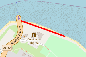 A map showing the Cromarty - next to ferry slip beach stretch plotted on it