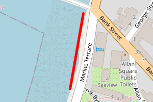A map showing the Cromarty Beach in front of Royal Hotel beach stretch plotted on it