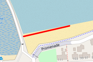 A map showing the Fisherrow - East of Harbour Wall beach stretch plotted on it