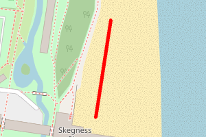 A map showing the Skegness (central) 2 beach stretch plotted on it