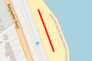 A map showing the Millisle Beach beach stretch plotted on it