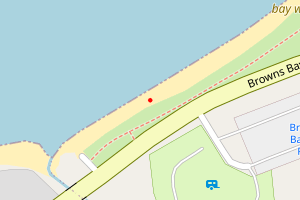 A map showing the Browns Bay beach stretch plotted on it