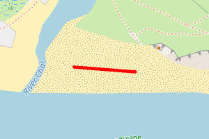 A map showing the Charmouth beach stretch plotted on it