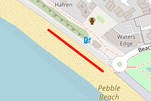 A map showing the Cold Knap Beach beach stretch plotted on it