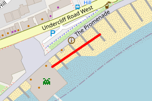 A map showing the Felixstowe Pier Heading North beach stretch plotted on it