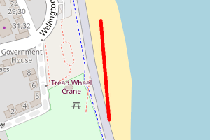A map showing the Harwich beach stretch plotted on it