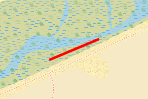 A map showing the Presthaven beach stretch plotted on it