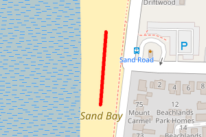 A map showing the Sand Bay beach stretch plotted on it